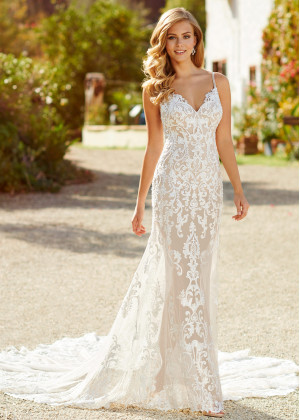 Three Piece Beaded Spaghetti Straps Ivory Lace Tulle Wedding Dress